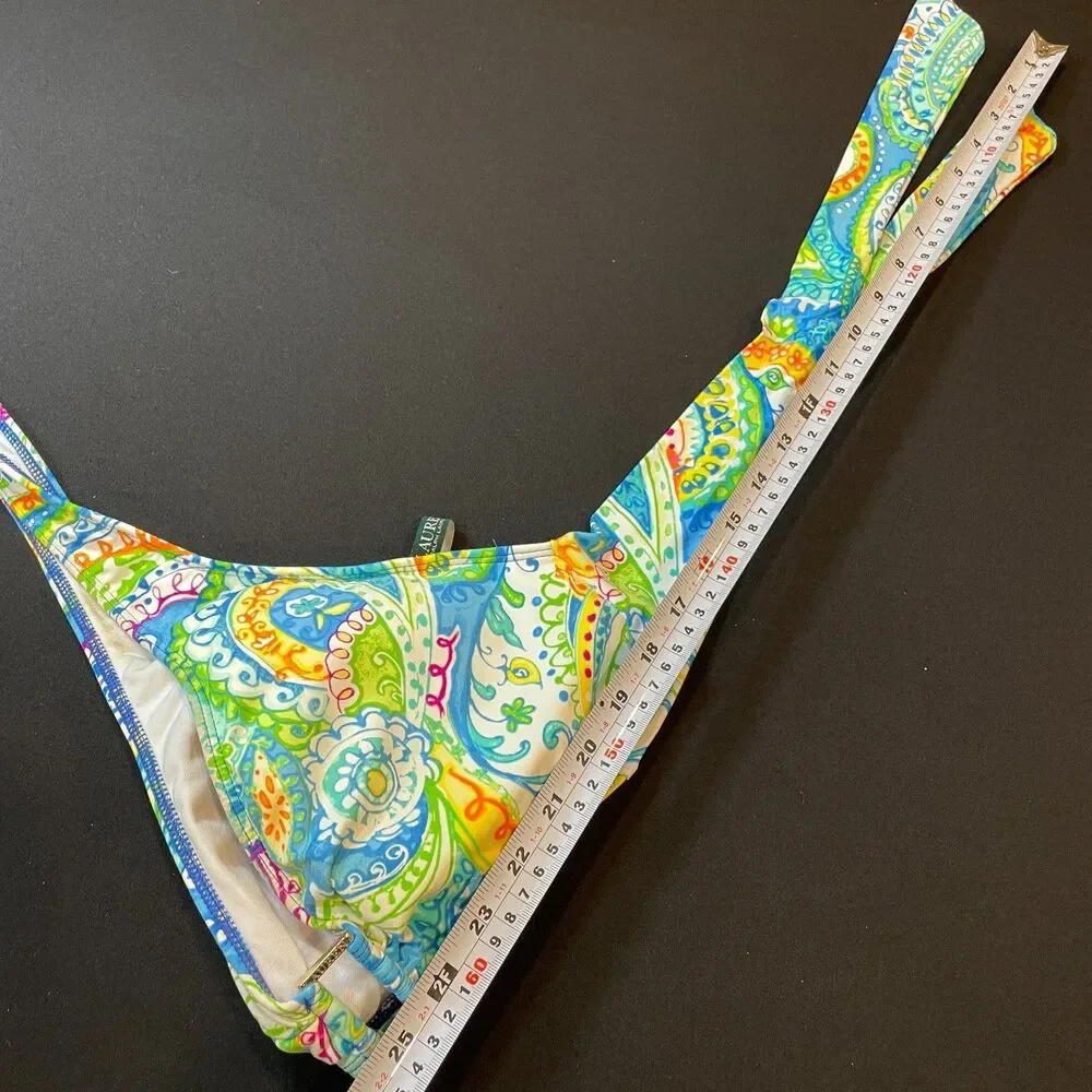 ~ Lauren Ralph Lauren Bikini Top, D/DD/LG/XL* Ring Front Halter Tie LRL Tropical